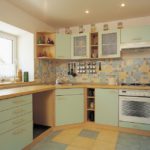 Cucina compatta con piastrelle in ceramica