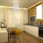 Cucina rettangolare design con divano bianco