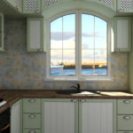 Cucina design con finestra ad arco