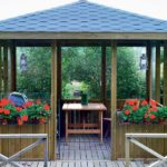 Fresh flowers in a summer arbor