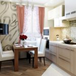 Design lineare della cucina con zona pranzo