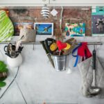 Metal railing on the kitchen apron