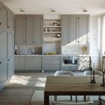 Design di cucina con mobili a soffitto