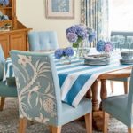 Turquoise textile in the interior of the kitchen