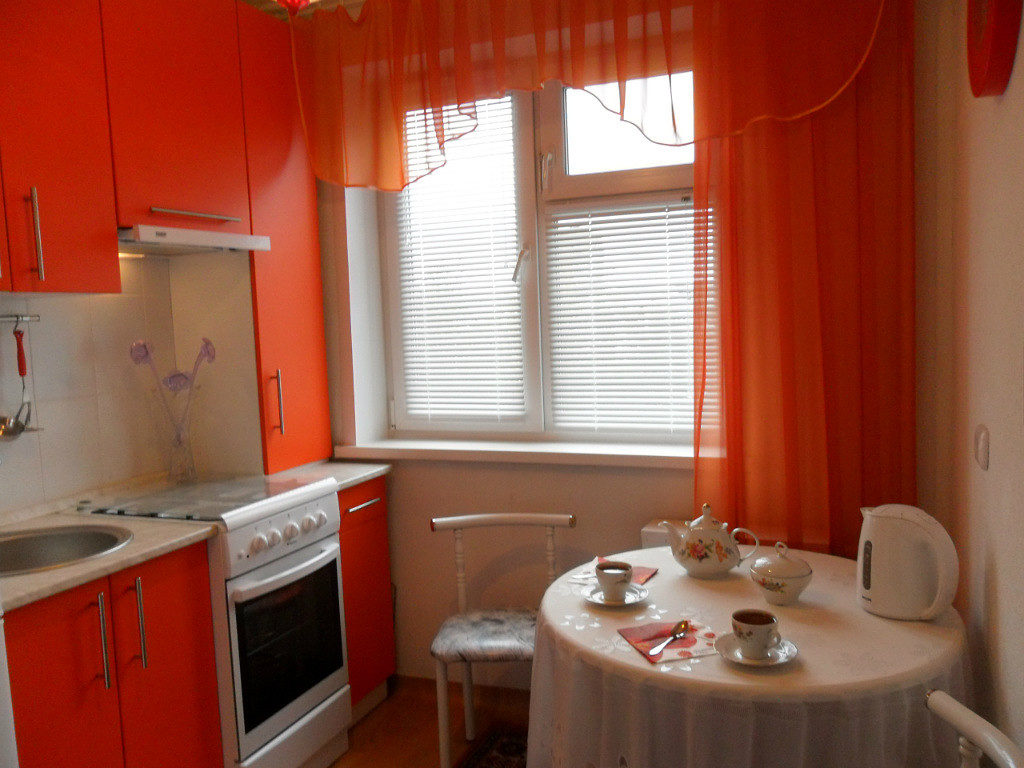 A small round table in the kitchen of Khrushchev