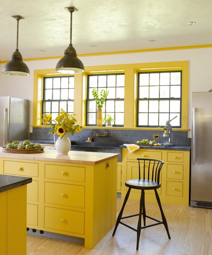 Colore giallo nel design della cucina moderna