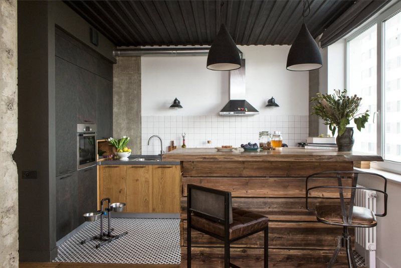 Murs de cuisine de style industriel gris