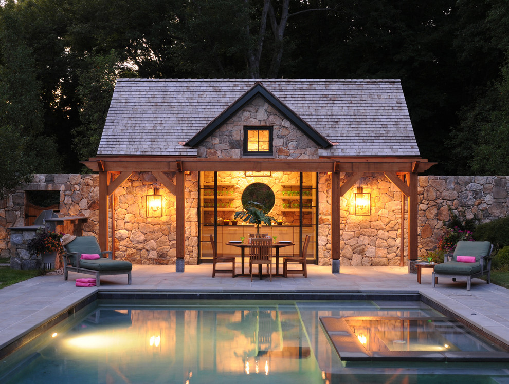 Pool in front of open summer kitchen