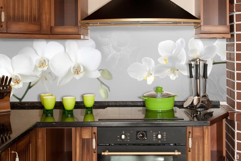 Large flowers on a plastic kitchen apron