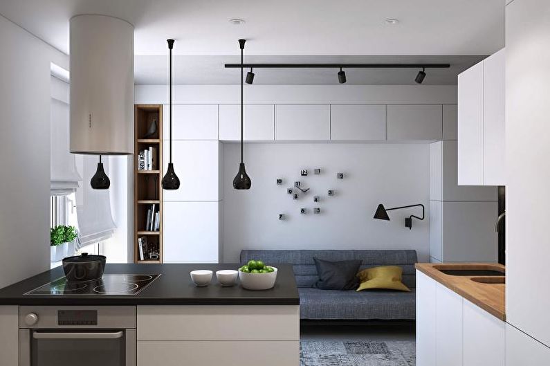 Cucina design con divano in stile moderno.