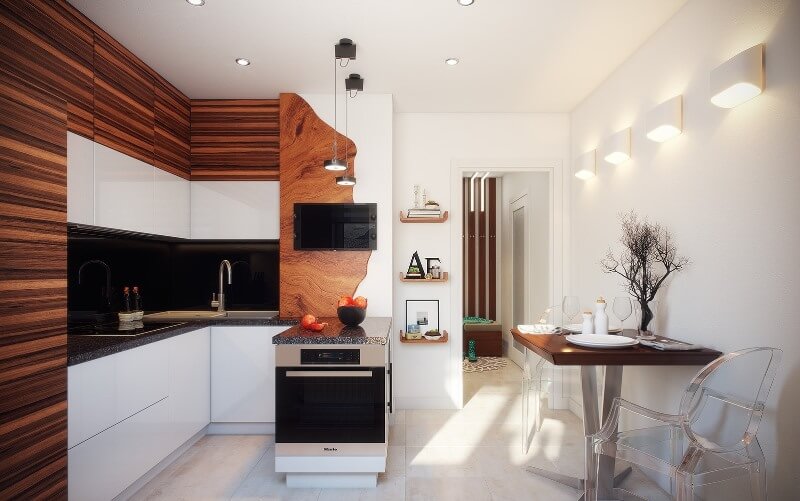 Design decorativo di una moderna cucina-soggiorno