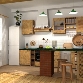 Design lineare della cucina con bar per la colazione