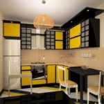 Cucina ad angolo in giallo e nero