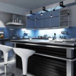 Cuisine high-tech noire et bleue