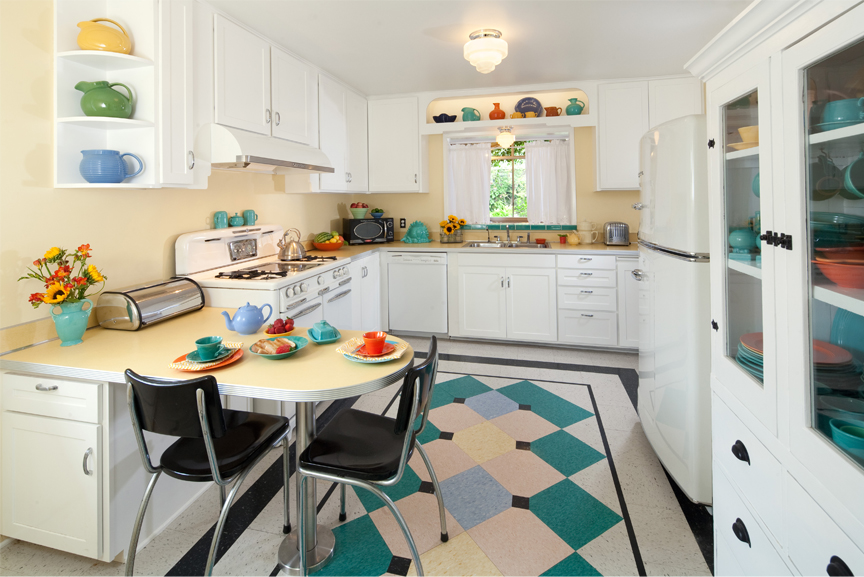 The interior of the kitchen in the style of the last century