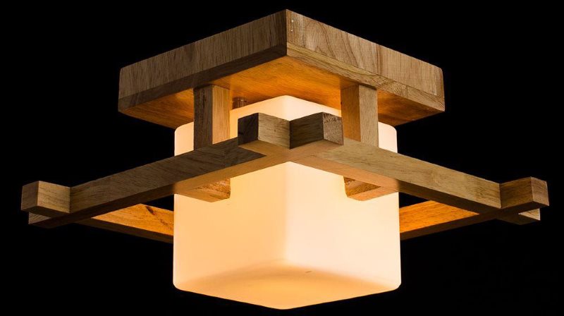 Lustre en bois de style japonais