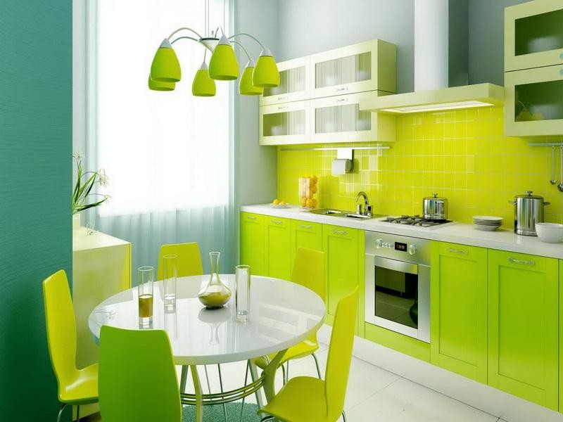 Cucina design con mobili verdi