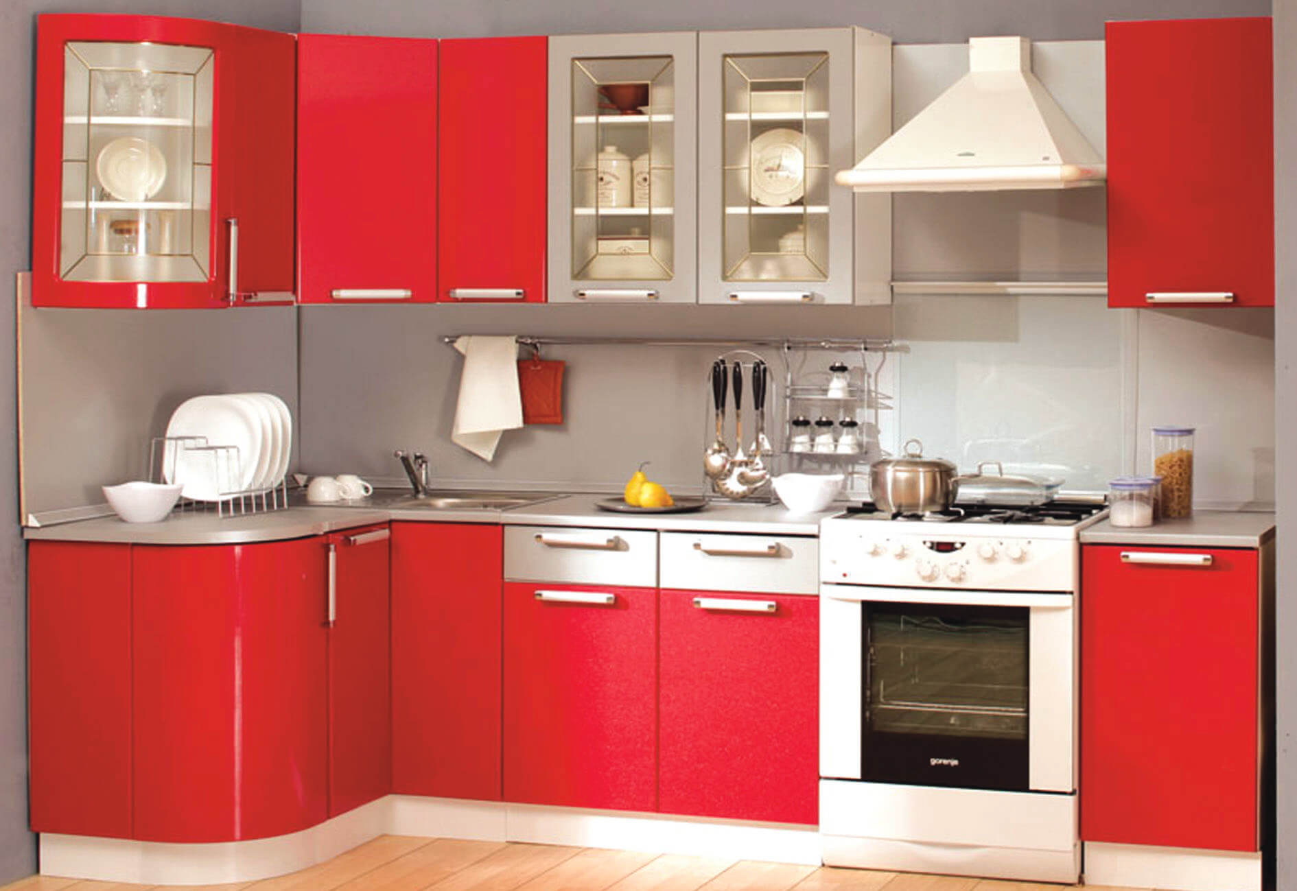 piccolo set da cucina design rosso