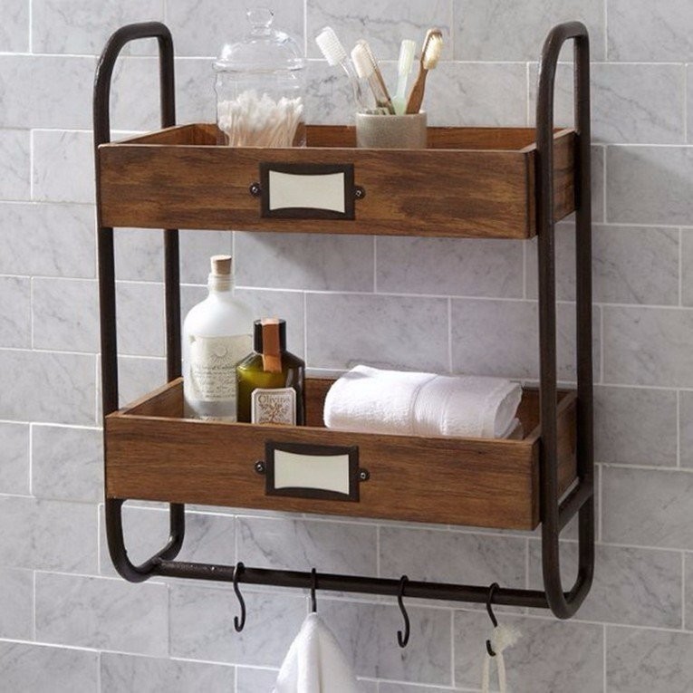 Wall shelf on a metal frame