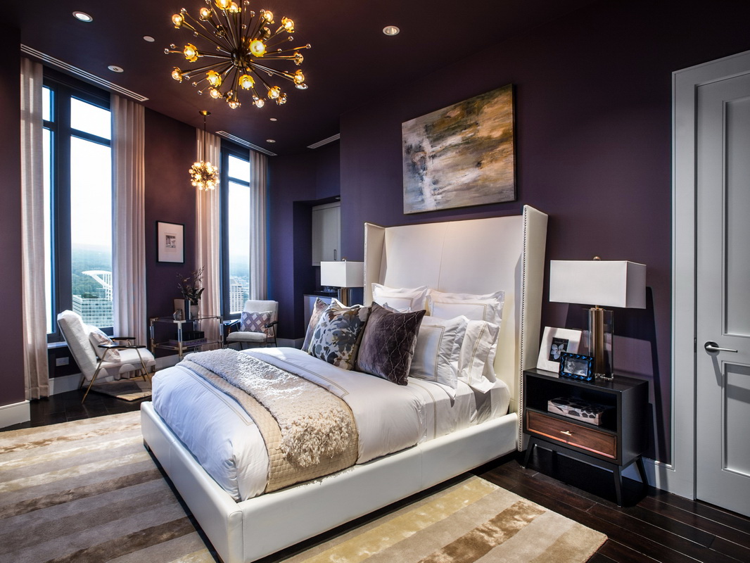 purple bedroom interior photo