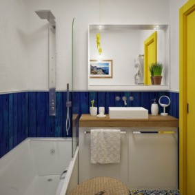 Wood panels in the interior of the bathroom