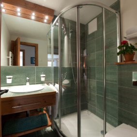 Shower with glass doors