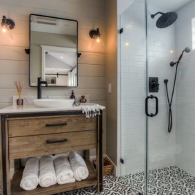 White towels on a wooden shelf