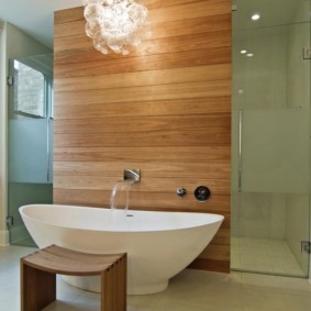 Decor wood paneled walls in the bathroom