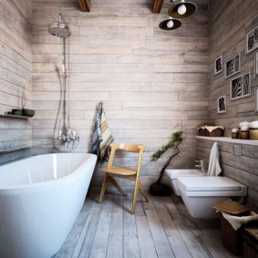 Rustic wood bathroom interior