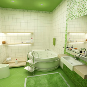 Couleur verte à l'intérieur de la salle de bain