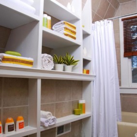 Open storage rack in the bathroom