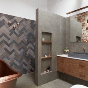 Gray color in the interior of the bathroom