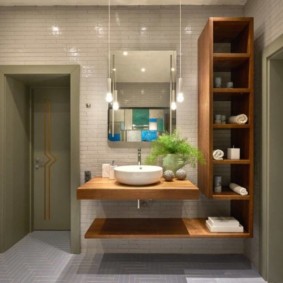 White sink on a hanging countertop