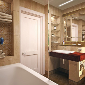 Bathroom design with a large mirror