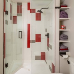 Shower with glass doors