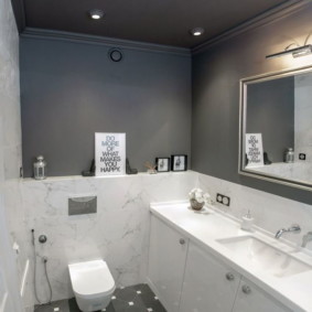 Toilet interior in shades of gray