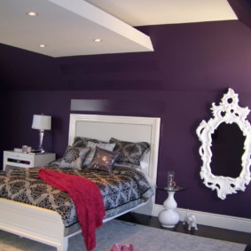 purple bedroom interior