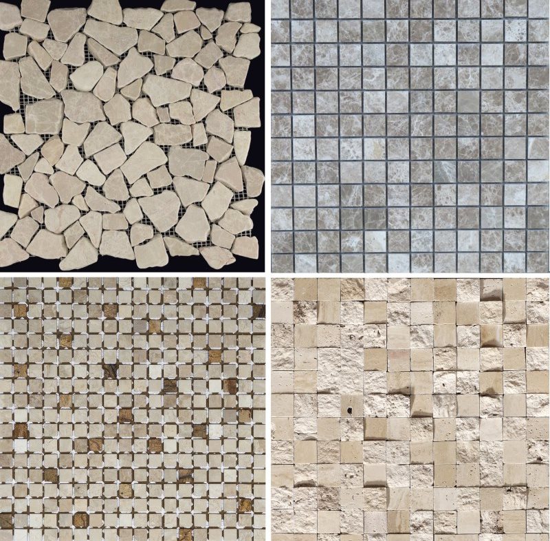 Variétés de mosaïques en pierre pour la décoration de salle de bain