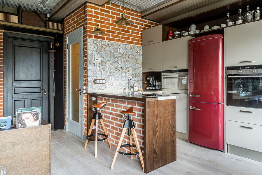 réfrigérateur de style loft rouge