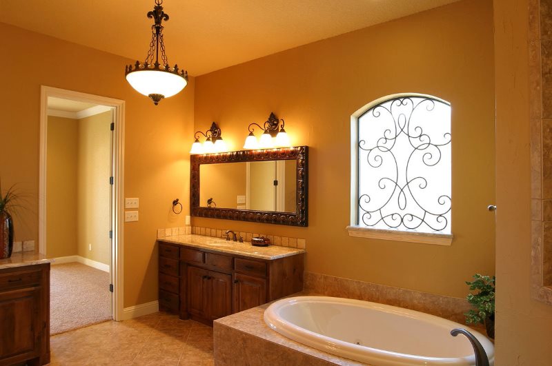 Separate lighting of a spacious bathroom