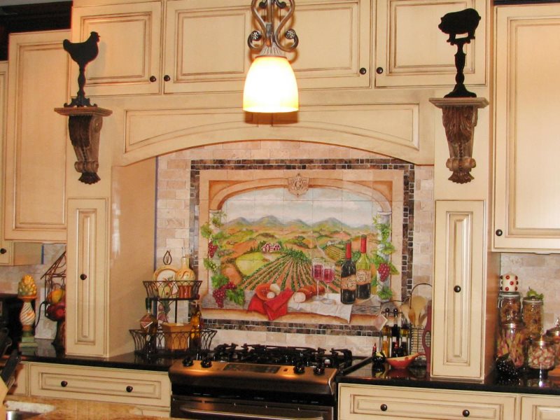 Tablier décor mosaïque dans la cuisine italienne