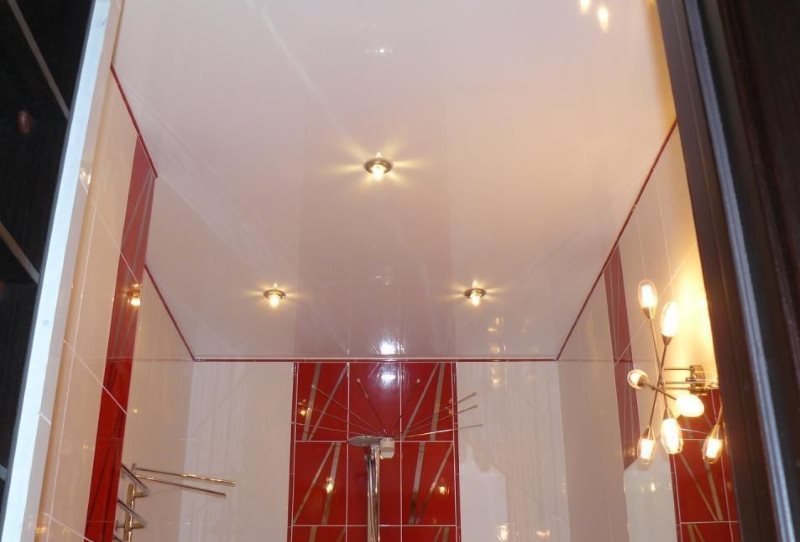 Toilet spotlights on stretch ceiling