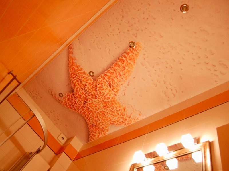 Photo starfish on the ceiling with photo printing