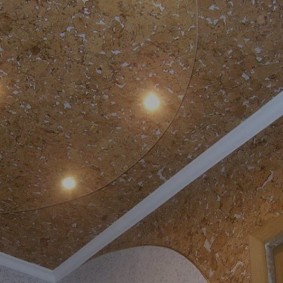 Dark cork panels on the toilet ceiling