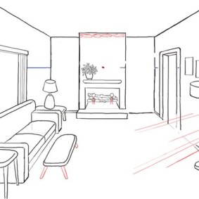 Dessiner une table basse sur un croquis en perspective