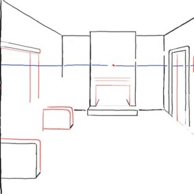 Dessiner le dossier du canapé sur le croquis du salon-cuisine