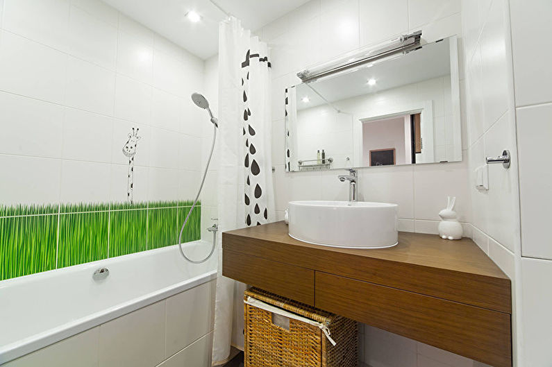 Overhead washbasin on a wooden pedestal