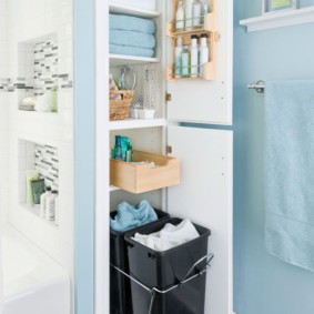 placard un étui avec un panier à linge pour une salle de bain une photo d'intérieur