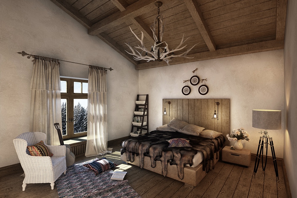 design d'intérieur de chambre de style chalet