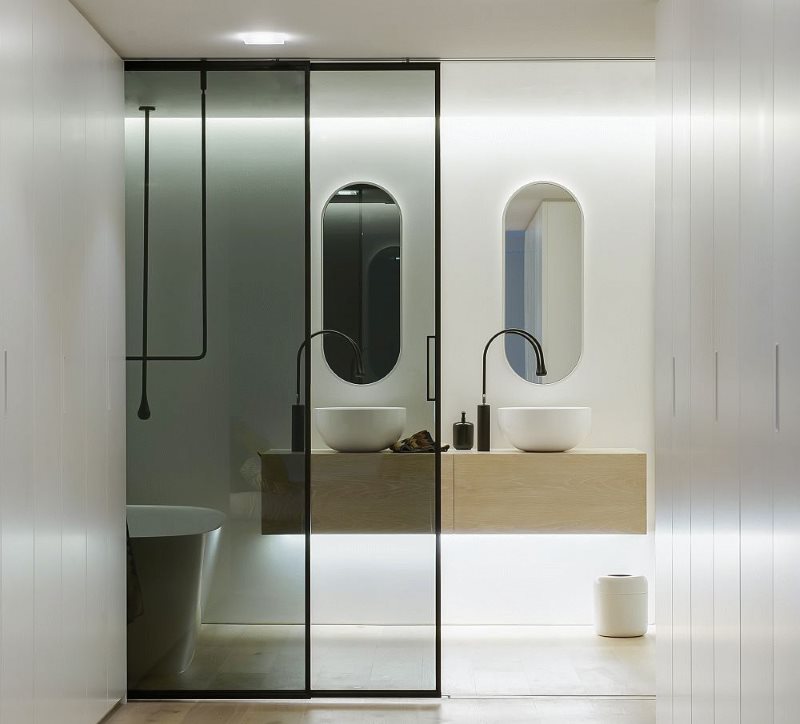 Portes de salle de bain translucides